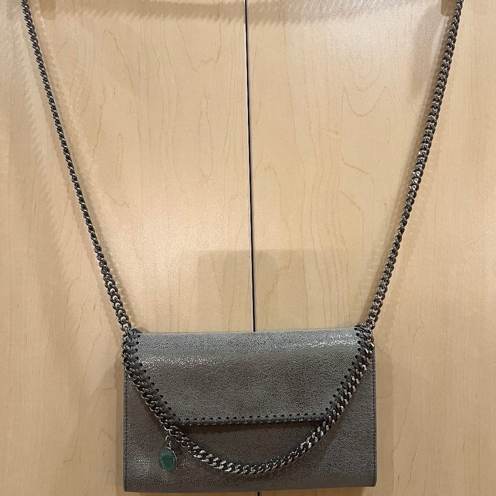 Stella McCartney Falabella mini steel grey metallic crossbody bag